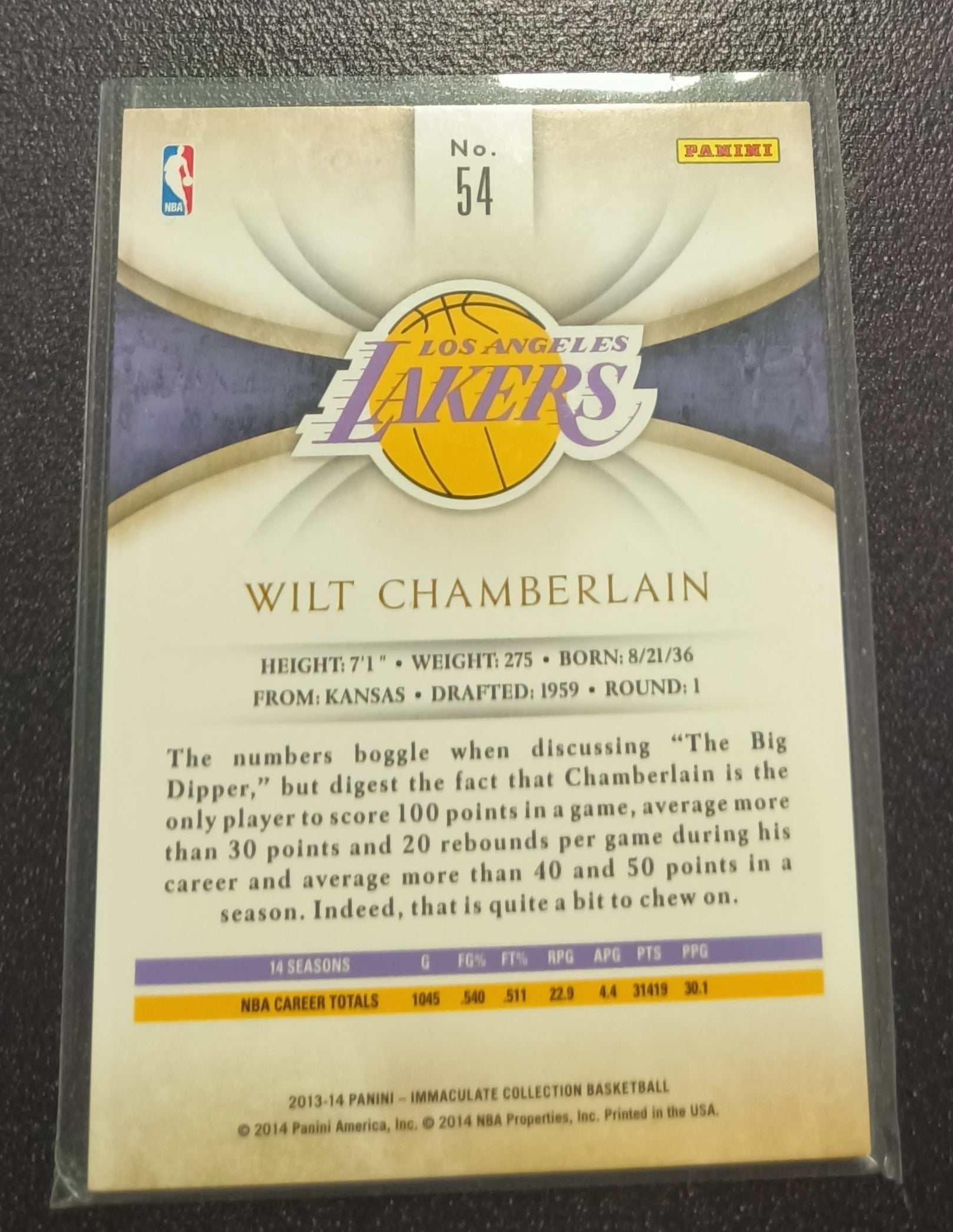 2012-13 Immaculate Collection #48 Wilt Chamberlain /99 -