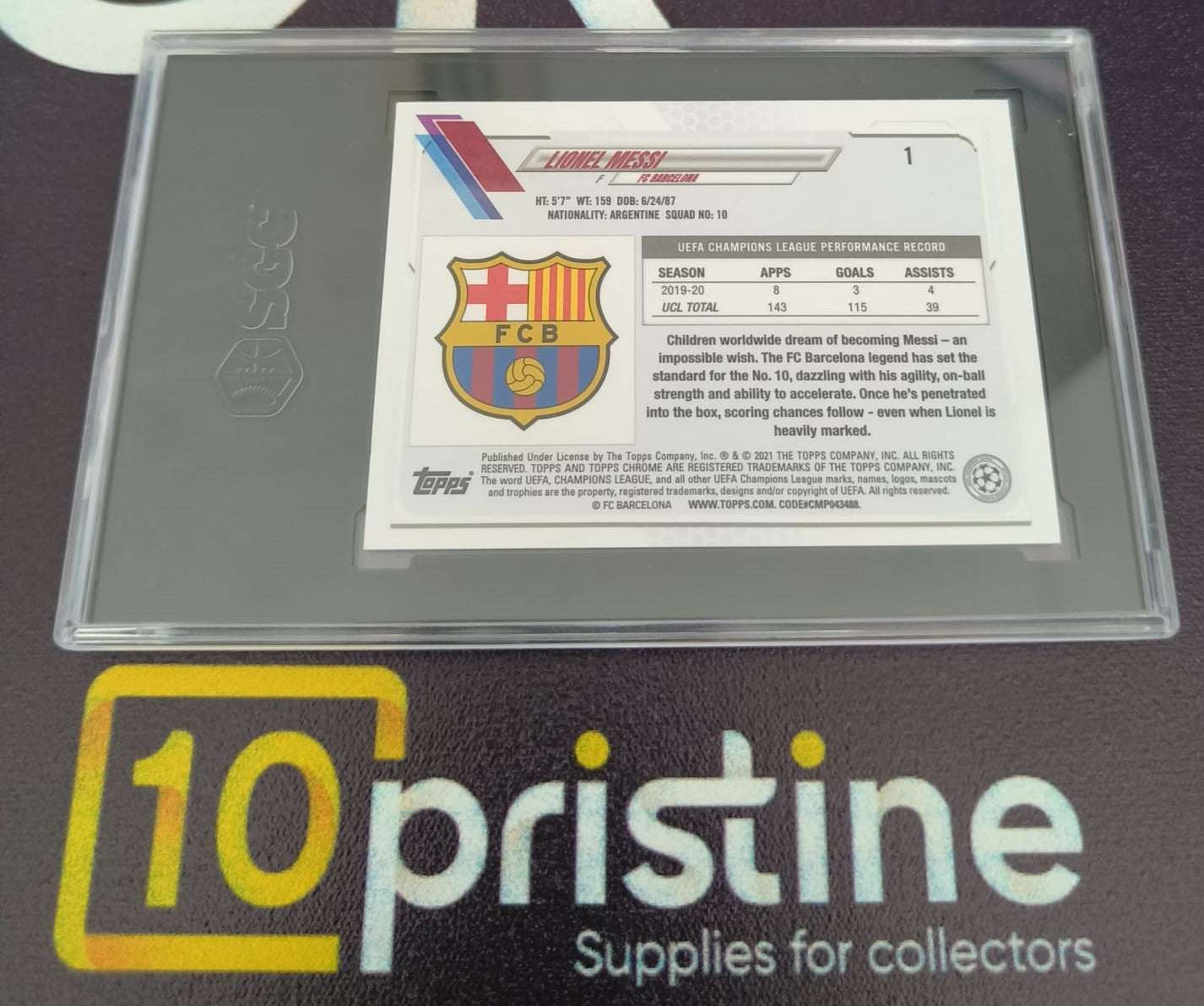 2020-21 Topps Chrome UCL Lionel Messi Red Carbon Fiber
