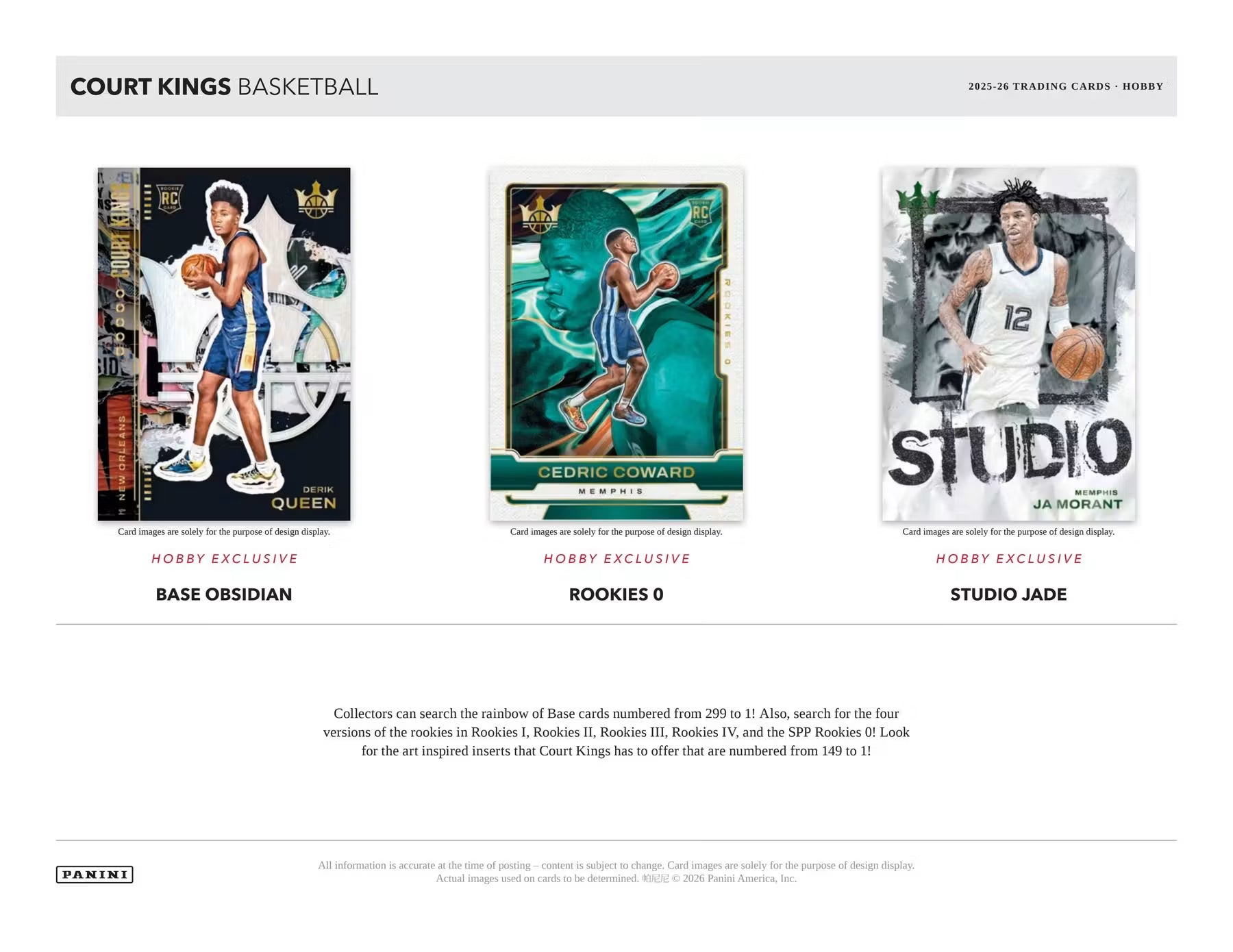 Box Caja Cromos 2025-26 Panini Court Kings Basketball Hobby Box