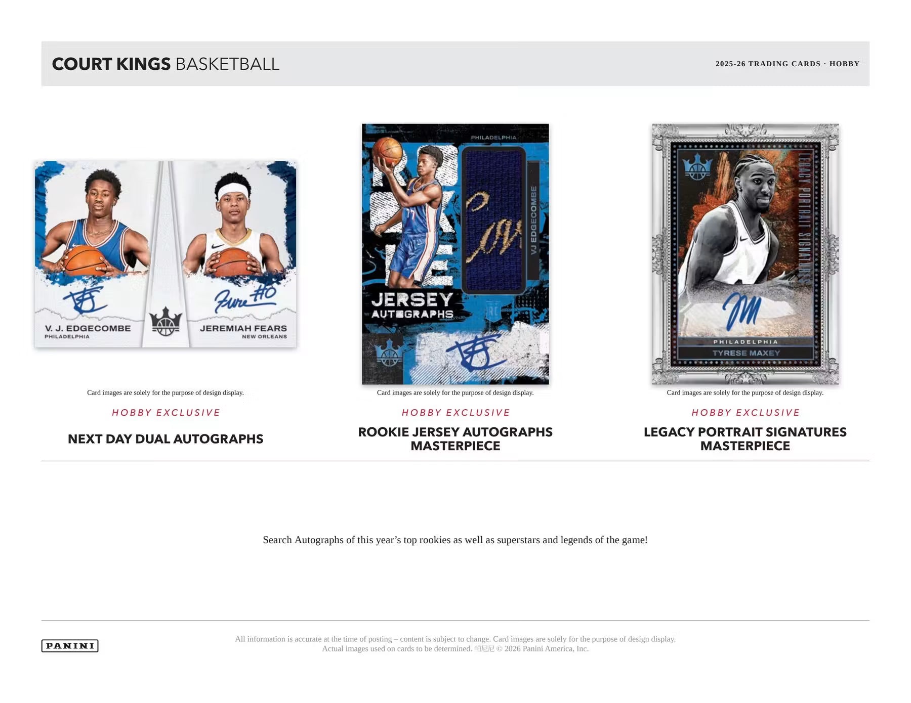 Box Caja Cromos 2025-26 Panini Court Kings Basketball Hobby Box
