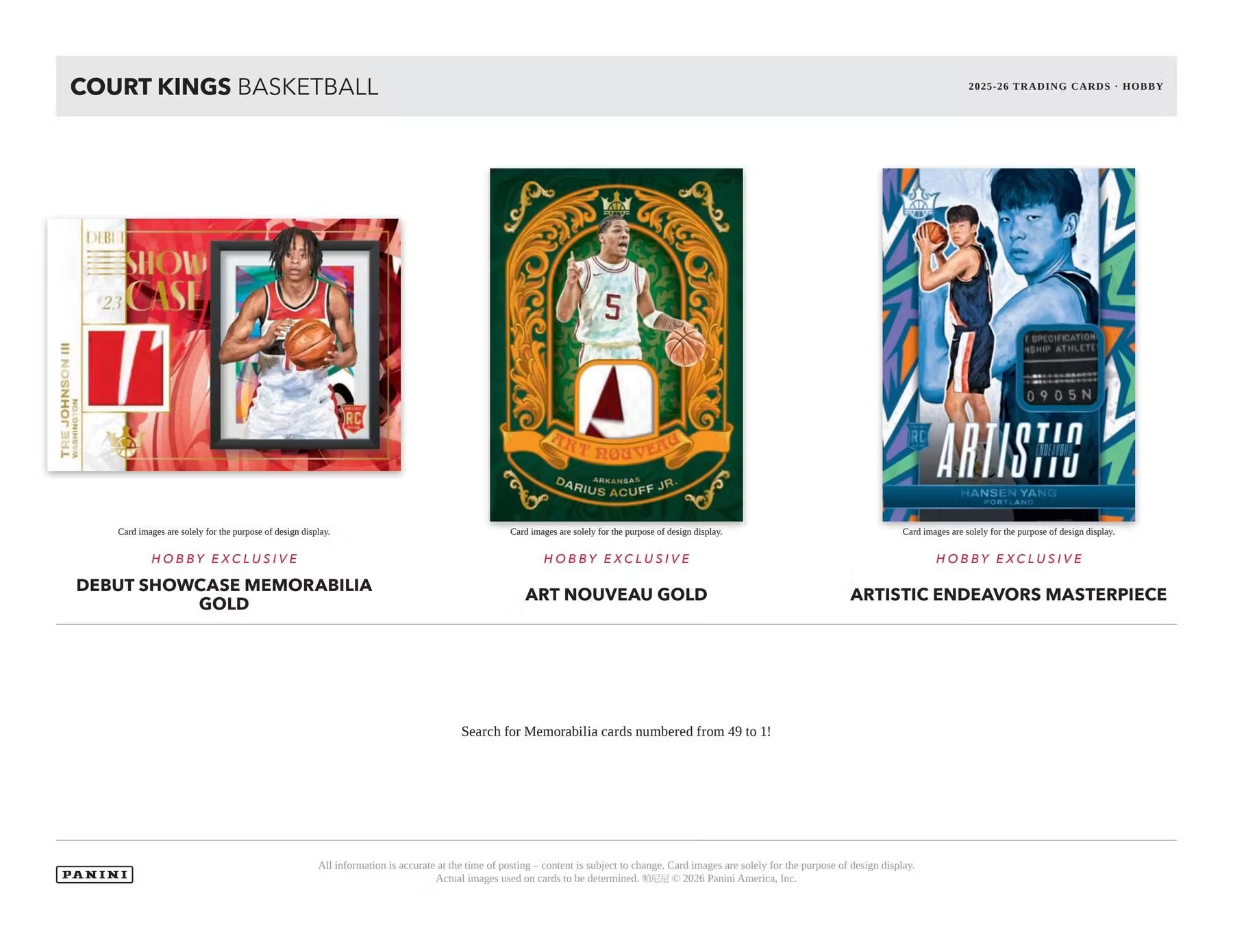 Box Caja Cromos 2025-26 Panini Court Kings Basketball Hobby Box