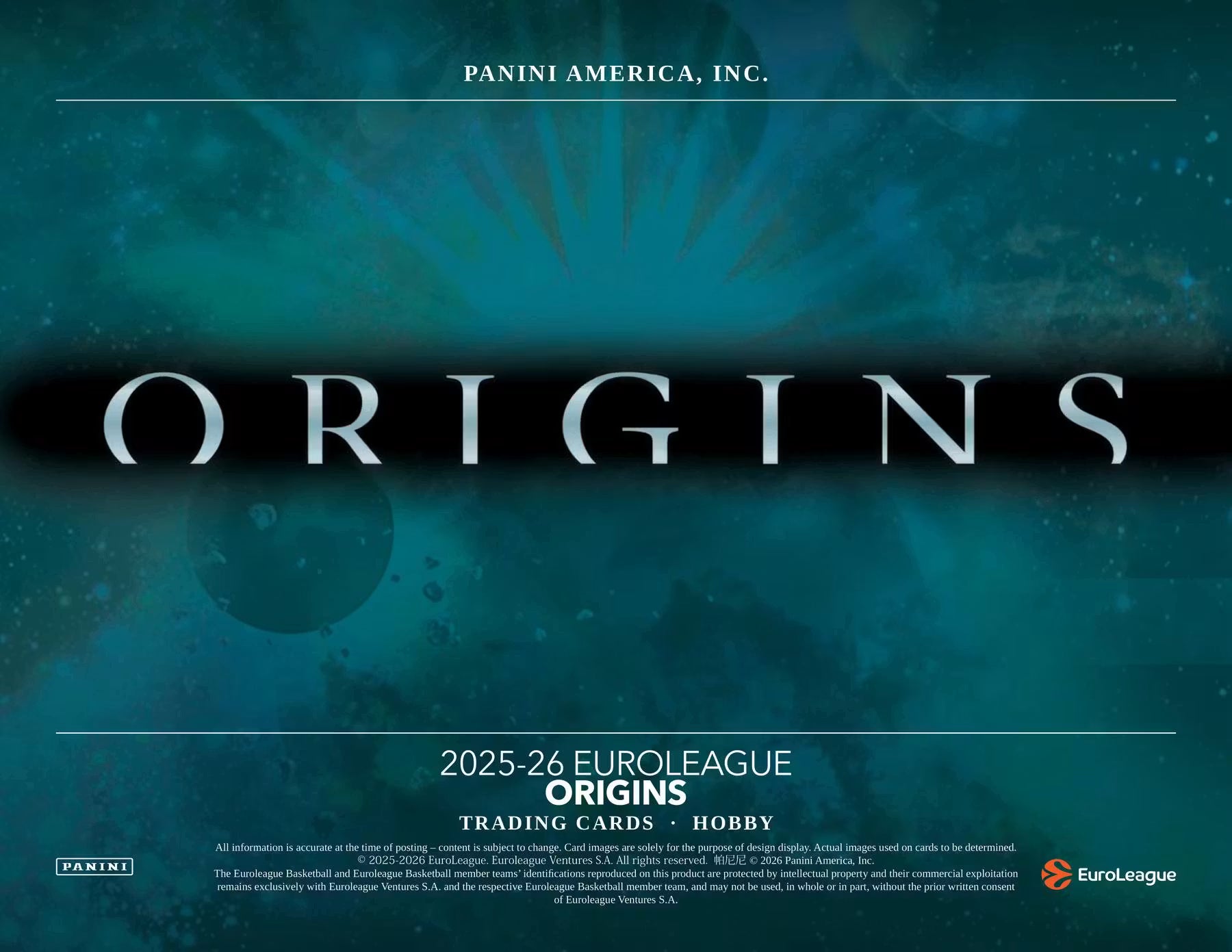 Box Caja Cromos 2025-26 Panini Origins EuroLeague Basketball Hobby Box