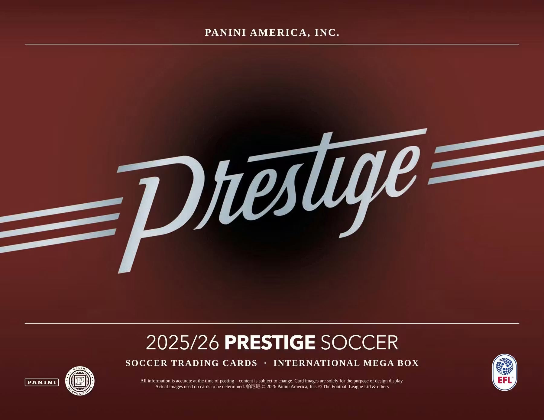 Box Caja Cromos 2025/26 Panini Prestige EFL Soccer International Mega Box