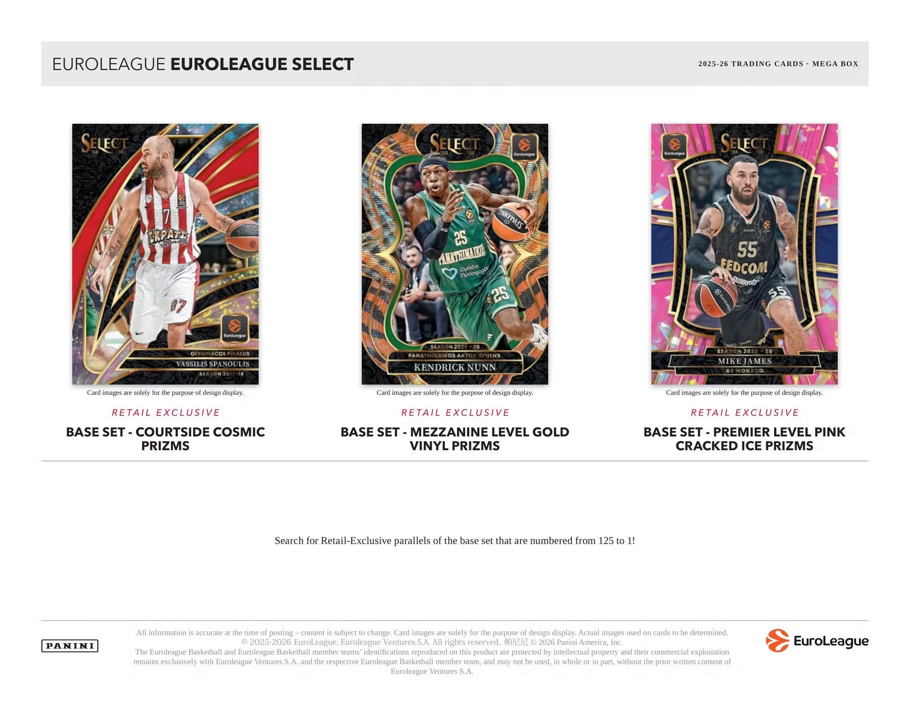 Box Caja Cromos 2025-26 Panini Select EuroLeague Basketball Mega Box