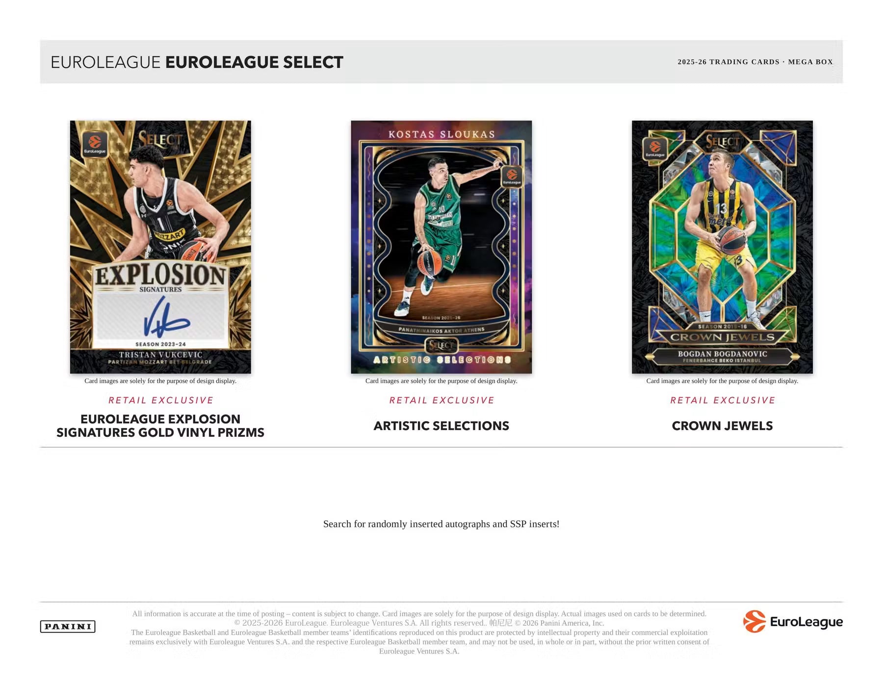 Box Caja Cromos 2025-26 Panini Select EuroLeague Basketball Mega Box