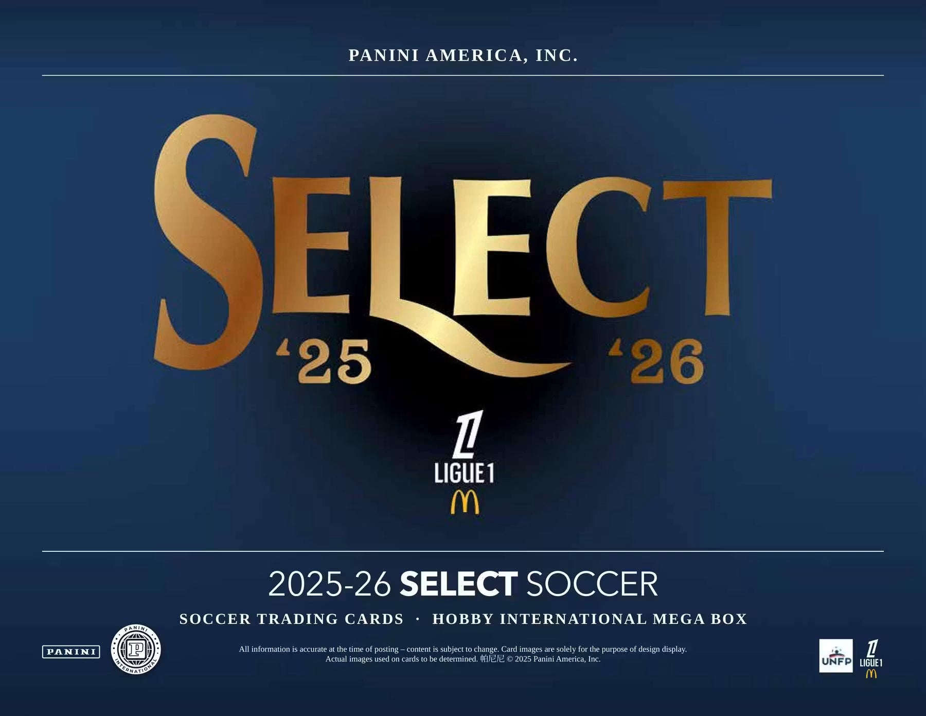 Box Caja Cromos 2025-26 Panini Select Ligue 1 Soccer International Mega Hobby Box