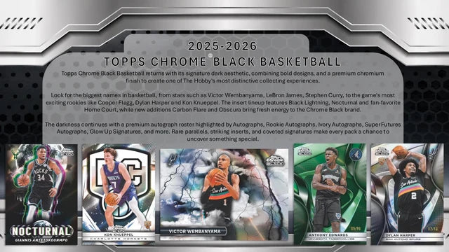 Box Caja Cromos 2025-26 Topps Chrome Black Basketball NBA Hobby