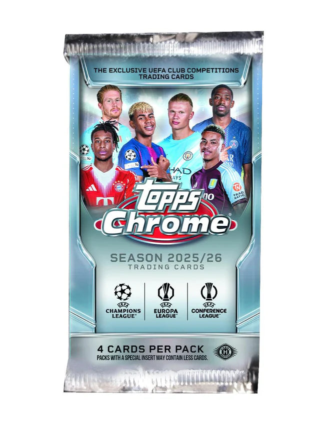 Box Caja Cromos 2025/26 Topps Chrome UEFA Club Competitions Soccer Hobby Box