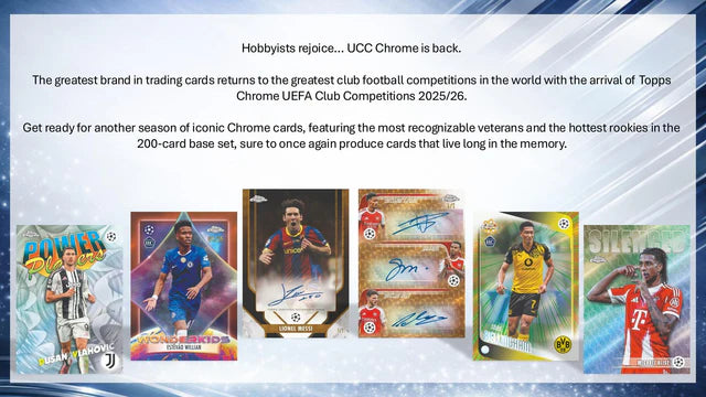 Box Caja Cromos 2025/26 Topps Chrome UEFA Club Competitions Soccer Hanger