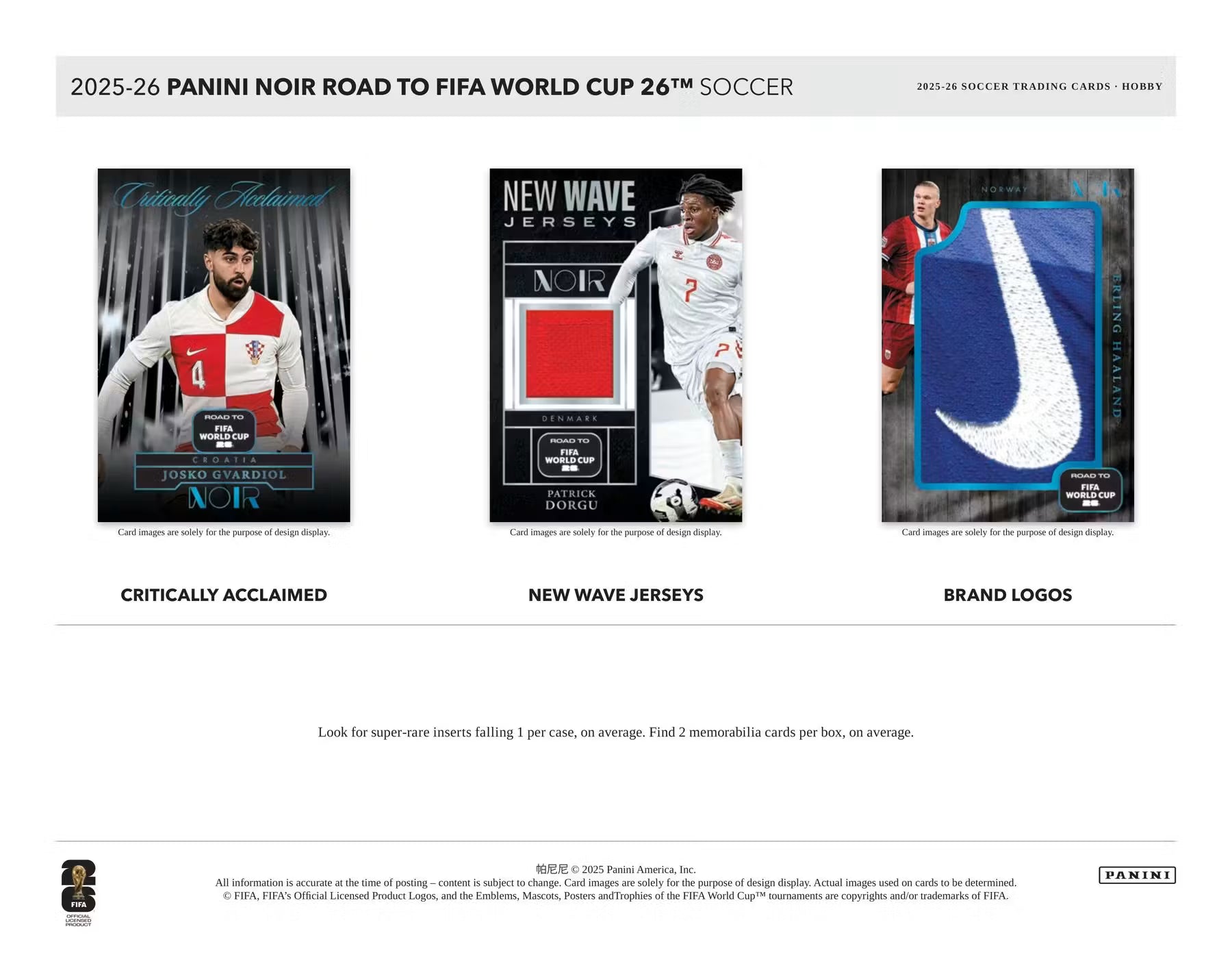 Box Caja Cromos 2025-26 Panini Noir Road to FIFA World Cup Soccer Hobby Box