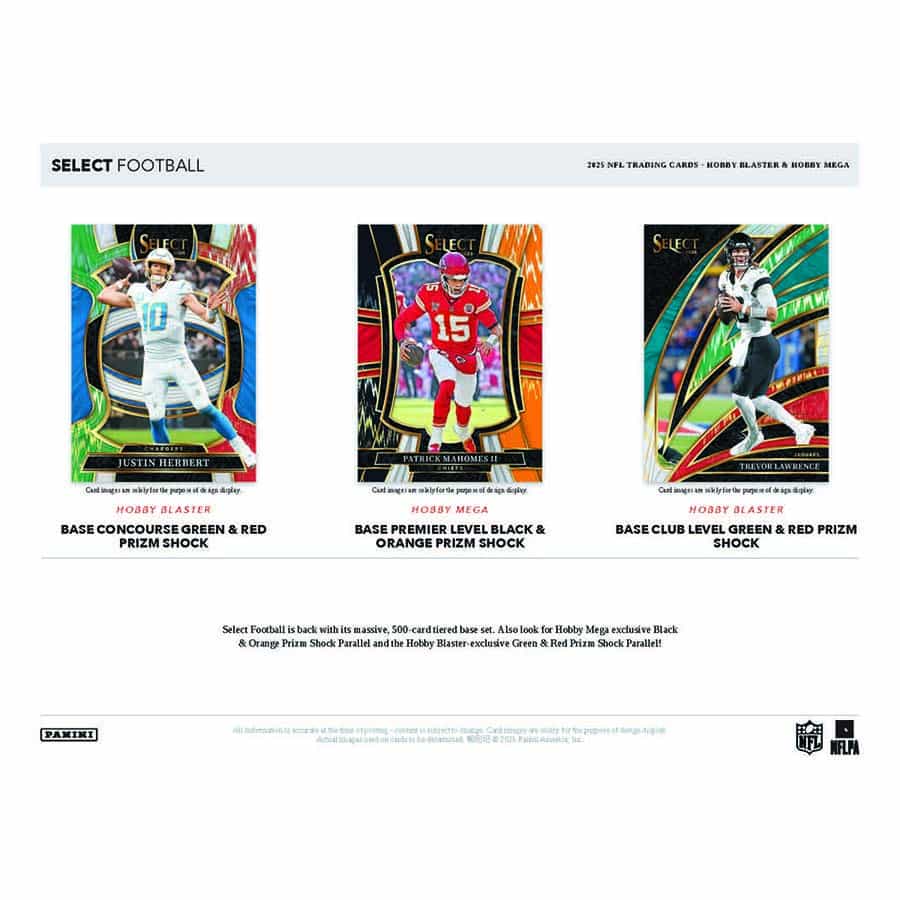 Box Caja Cromos 2025 Panini Select Football Hobby Blaster 6 packs