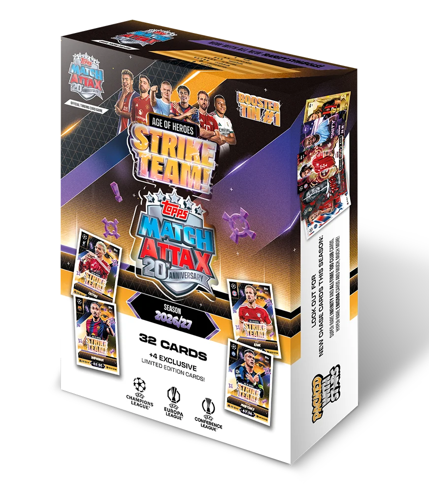 Box Caja Cromos Topps Match Attax UCC 2026/27 Booster Tin 1 Unidad