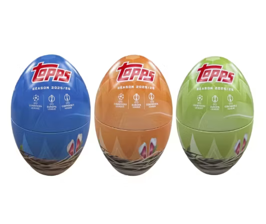Box Caja Cromos 2025/26 Topps UEFA Club Competitions Soccer Egg Tin