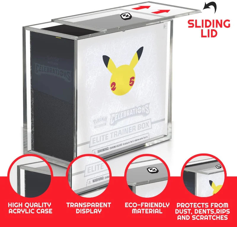 Expositor Acrilico Evoretro Pokemon ETB Elite Trainer Box w/ Sliding Lid Anti-UV 4MM