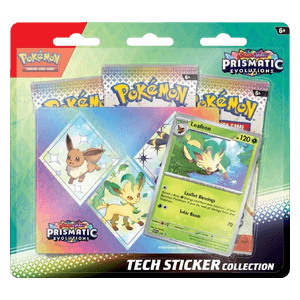Caja Cromos Pokémon Prismatic Evolutions: Leafeon Tech Sticker Collection - Blisters