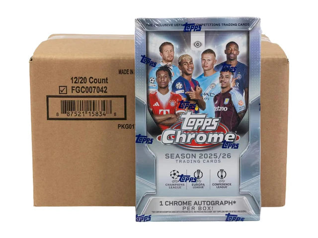 Box Caja Cromos 2025/26 Topps Chrome UEFA Club Competitions Soccer Hobby Box