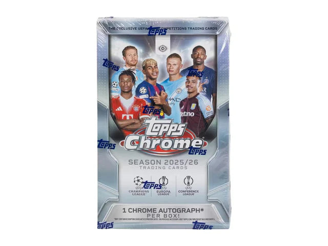 Box Caja Cromos 2025/26 Topps Chrome UEFA Club Competitions Soccer Hobby Box