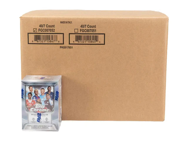 Box Caja Cromos 2025/26 Topps Chrome UEFA Club Competitions Soccer Blaster