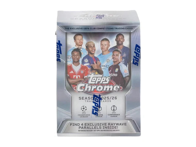 Box Caja Cromos 2025/26 Topps Chrome UEFA Club Competitions Soccer Blaster
