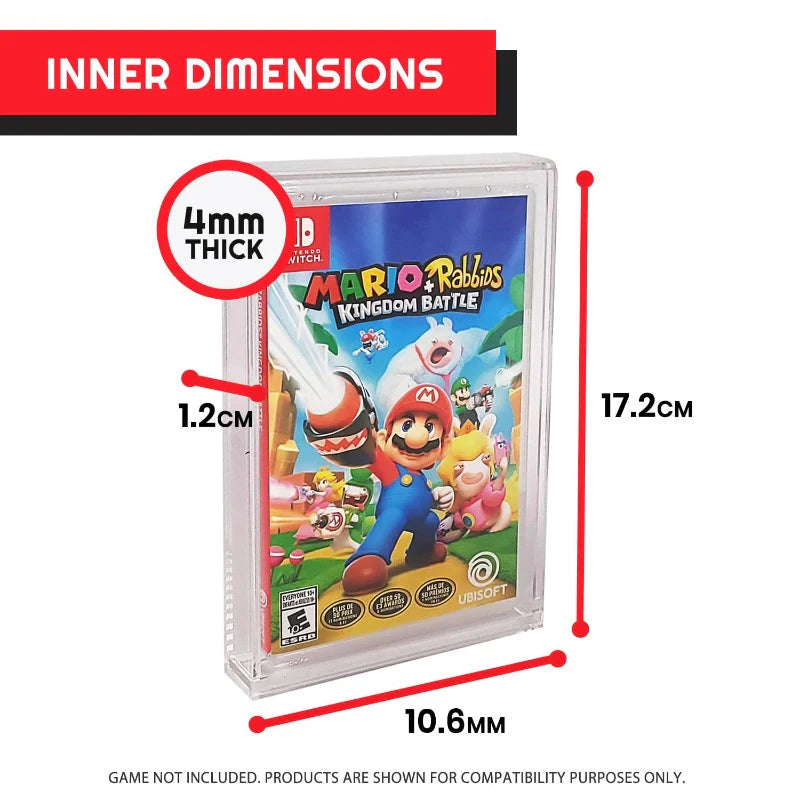 Evoretro Funda Acrilica Protector for Nintendo Switch (Game Box) 4mm Thick - Pack of 2