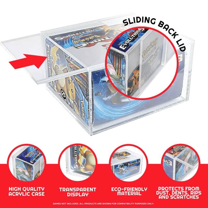 Expositor Acrilico Evoretro Pokemon Booster Box w/ Sliding Lid Anti-UV 4MM