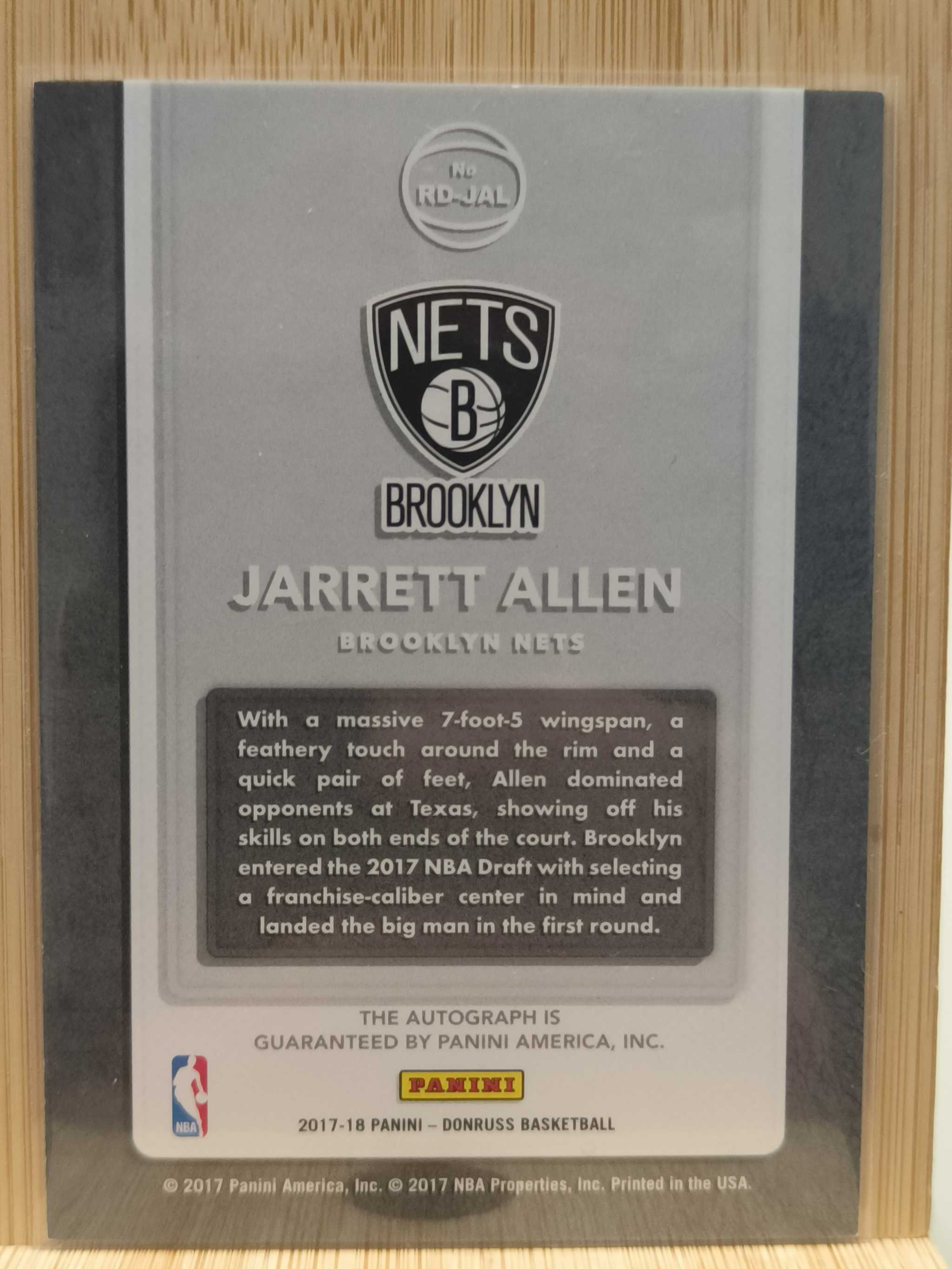 2017-18 Panini NBA Hoops Dominator Jarrett Allen Brooklyn Nets RC Rookie AUTO