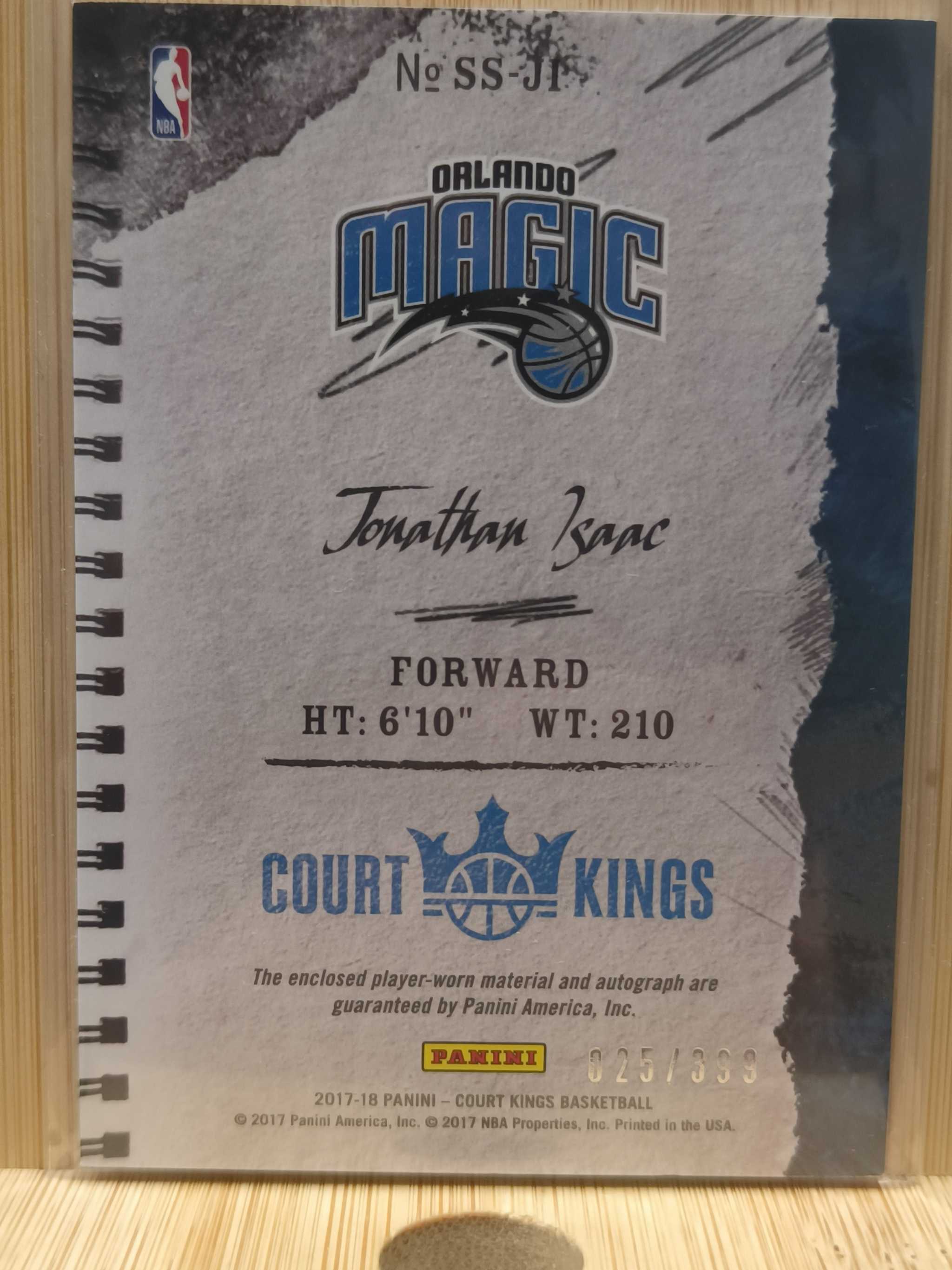 2017 Panini Court Kings Sketches &amp; Swatches /399 Jonathan Isaac Rookie RC Car