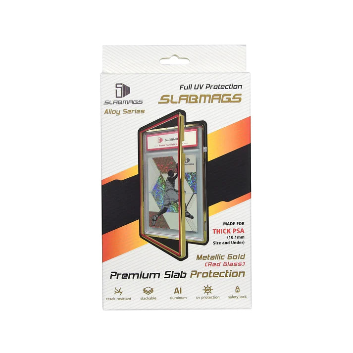 Slabmags METALLIC GOLD With Color Glass Border RED Made For Standard Thick PSA Slabs