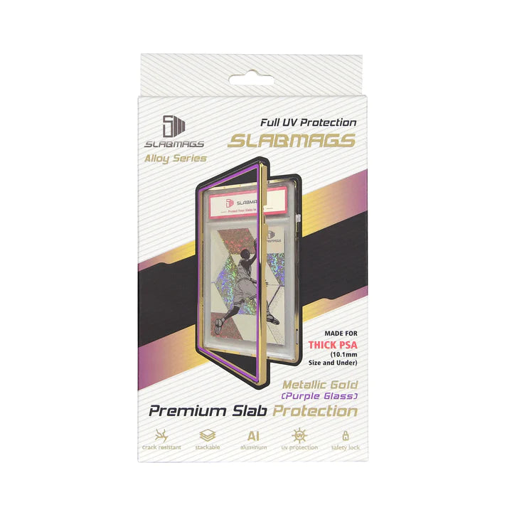 Slabmags METALLIC GOLD With Color Glass Border PURPLE Made For Standard Thick PSA Slabs
