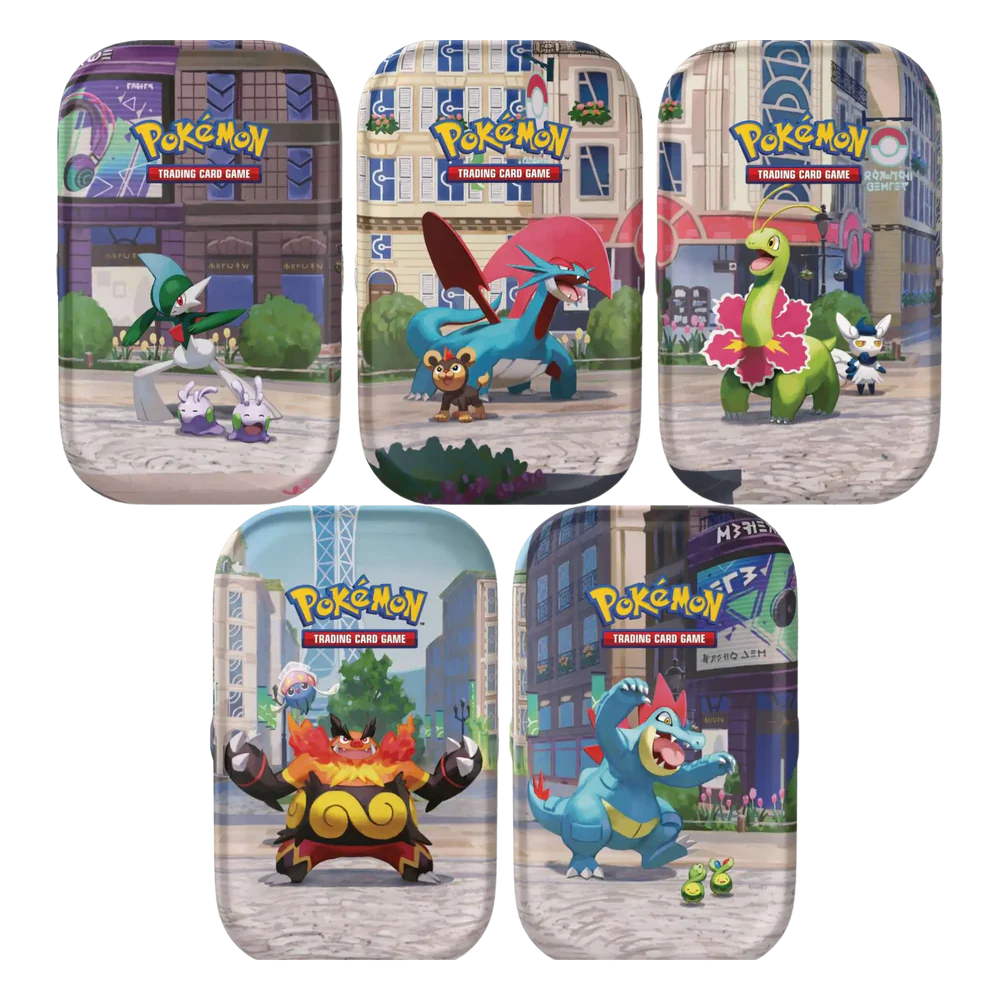 Caja Cromos Pokemon Mini Lata Ciudad Luminalia Español