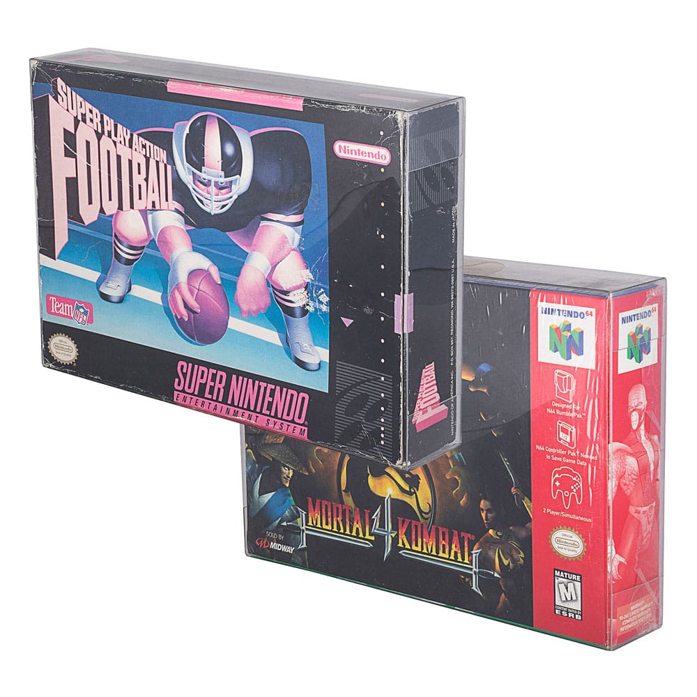 Evoretro Funda Nintendo N64 SNES Super Nintendo (Game Box) PET Protectors - Pack of 25