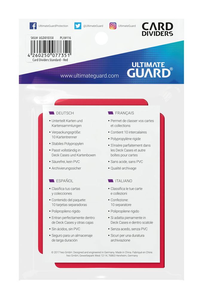 Ultimate Guard Card Dividers Tarjetas Separadoras Rojo (10pcs)