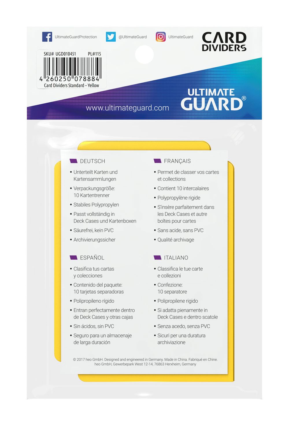 Ultimate Guard Card Dividers Tarjetas Separadoras Amarillo (10pcs)