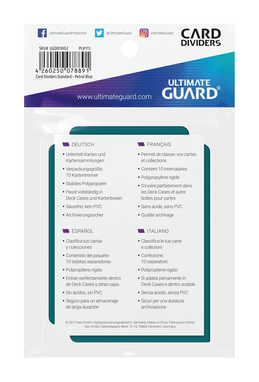 Ultimate Guard Card Dividers Tarjetas Separadoras Gasolina Azul (10 Piezas)