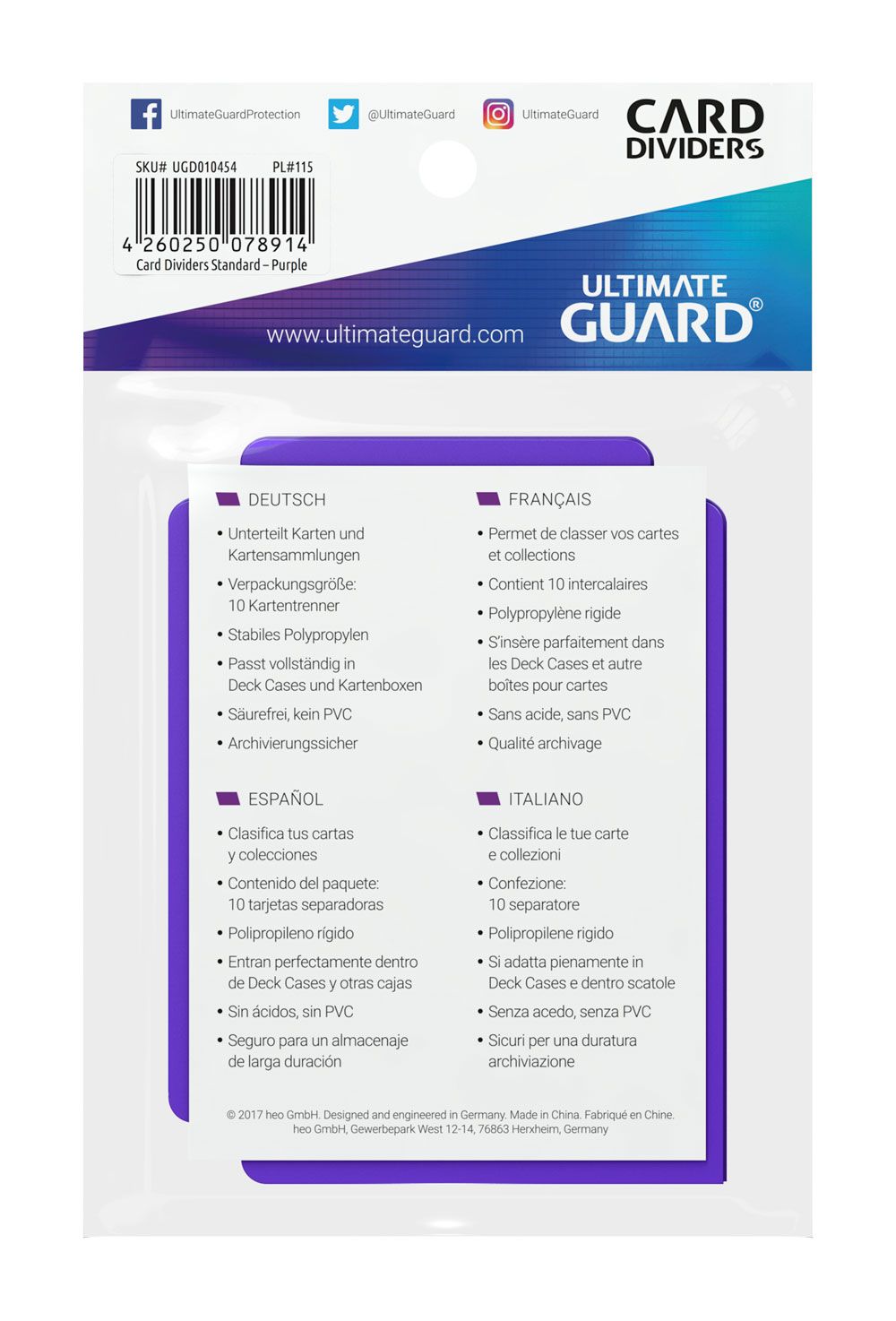 Ultimate Guard Card Dividers Tarjetas Separadoras Violeta (10pcs)
