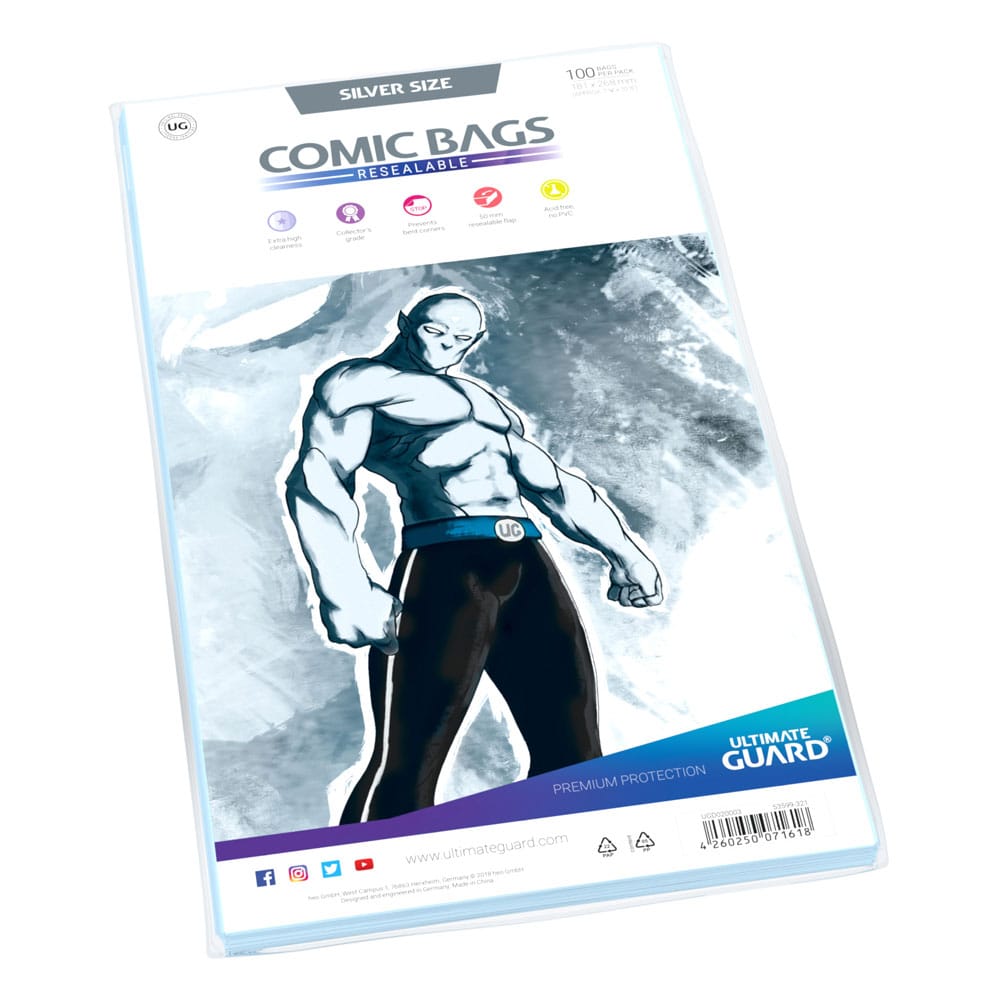 Comic Ultimate Guard Comic Bags Bolsas con cierre reutilizable de Comics Silver Size (100)