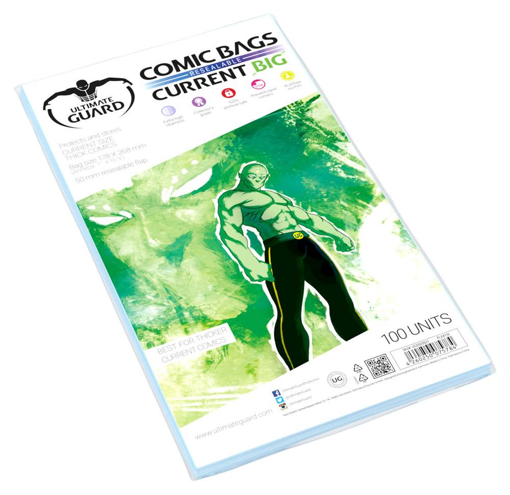 Comic Ultimate Guard Comic Bags BIG Bolsas con cierre reutilizable de Comics Current Size (100)