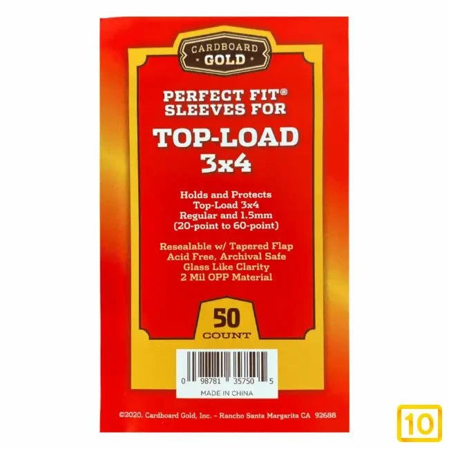 Perfect Fit Bags For Toploader 20Pt-60Pt CardboardGold (50pcs) - 10pristine