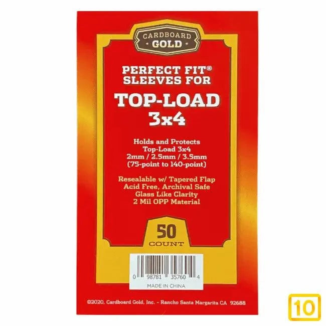 Perfect Fit Bags For Toploader 75Pt-140Pt CardboardGold (50pcs) - 10pristine